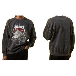 Urban Outfitters Metallica Fleece Crewneck Sweatshirt UNISEX L Black LS NWOT